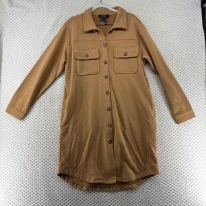 FDJ French Dressing Jacket Women's Small Pockets‎ Duster Shacket Dress Shirt